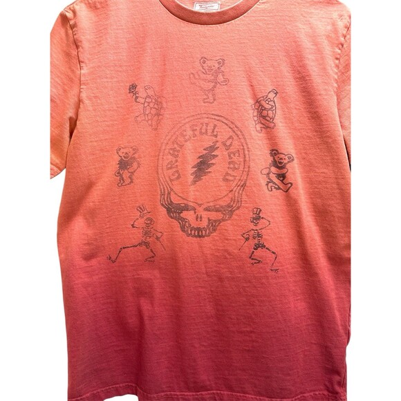 Grateful Dead Ombre Graphic Tee Size S By American Eagle 100% Cotton Orange/Red - Picture 2 of 6
